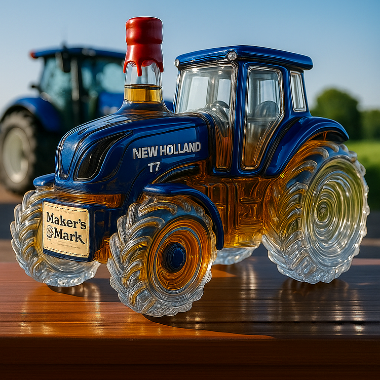 Botella de Whisky Clásica en Forma de Tractor New Holland T7